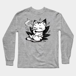 High Cat Smoking Weed dope Long Sleeve T-Shirt